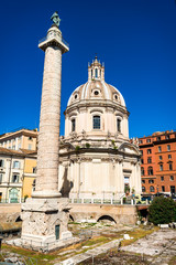 Fototapeta na wymiar Rome, Trajan Column in Italy