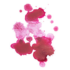 Abstract watercolor aquarelle hand drawn red drop splatter stain