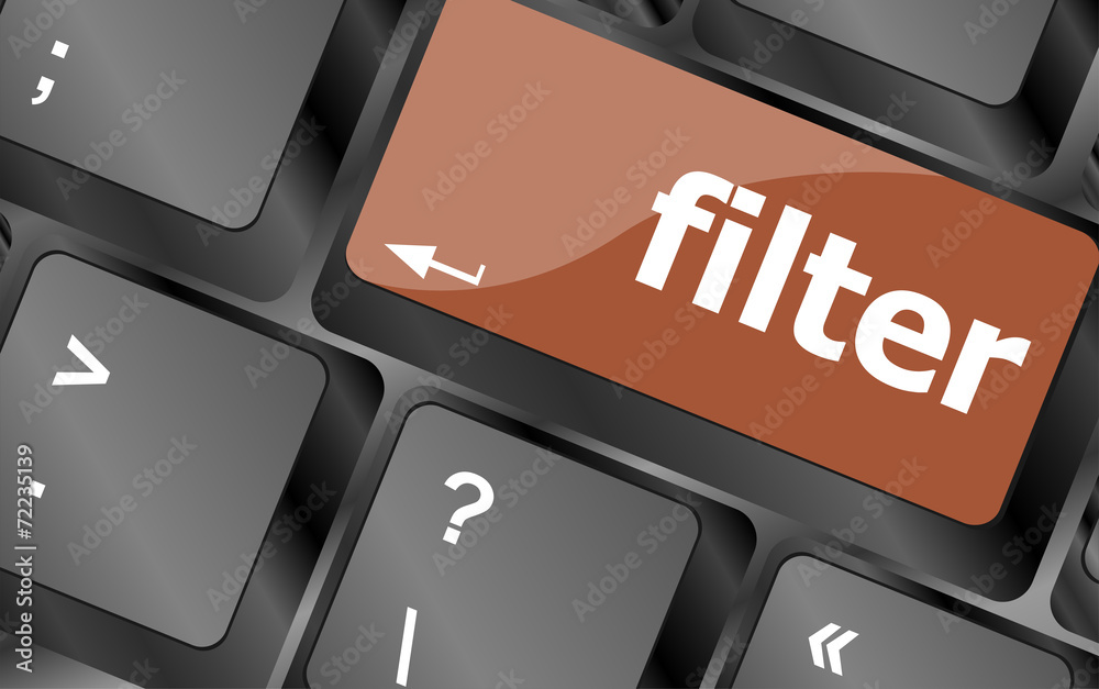 Poster filter button on computer pc keyboard key