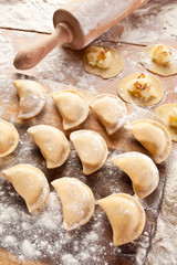 Vareniki (dumplings) with potatoes and onion.