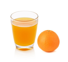 fresh orange fruits and juice isolated on white