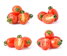Grape or cherry tomatoes isolated on white background.