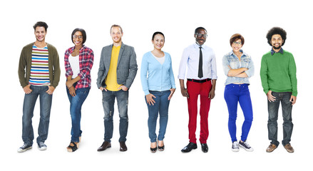 Obraz premium Multiethnic Group of People Smiling Row Standing