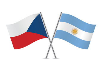Czech and Argentinian flags. Vector illustration.