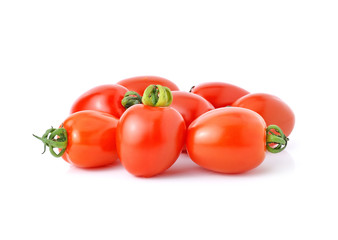 Grape or cherry tomatoes isolated on white background.