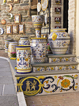 Traditional ceramic workshop in the village of Deruta, Italy
