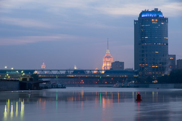 View of the Moscow River, Hotel Ukraina from Moscow-city.