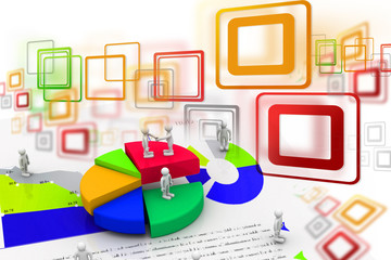 people standing on pie chart on abstract background