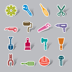 Construction Tools Collection Color Icon Label