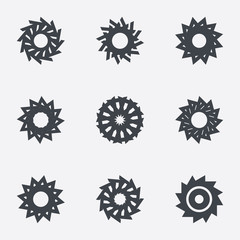 Circle geometric ornaments. Spirographs set.