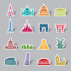 Famous Scenic Spots Color Icon Label