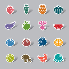 Fruit and Vegetables Color Icon Label