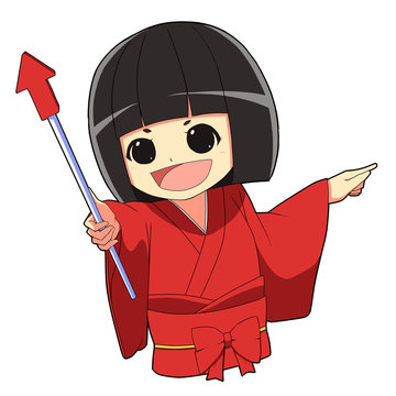 和風着物の女の子/ ポイント