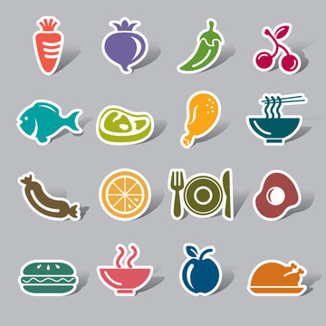 Food, Fruits and Vegetables Color Icon Label