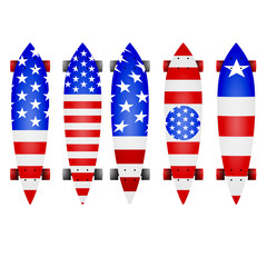 Vector illustration of american flag longboards