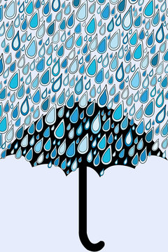 Umbrella And Blue Rain Drops