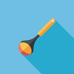 kitchenware spoon flat icon with long shadow,eps10