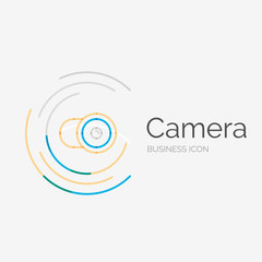 Thin line neat design logo, camera concept