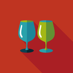 kitchenware glass cup flat icon with long shadow,eps10