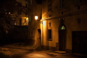 Fototapeta na wymiar Romantic lane at night