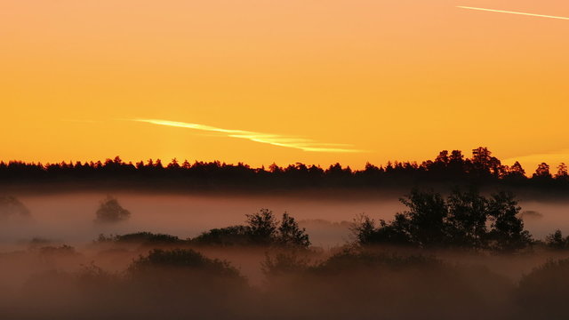 Sunrise on foggy morning