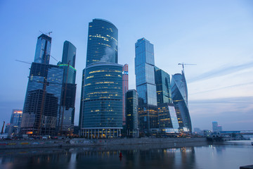 Plakat Moscow-city (Moscow International Business Center) at night, Rus
