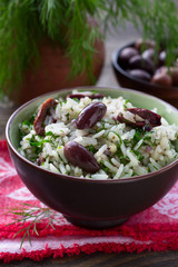 Rice with olives and fresh herbs