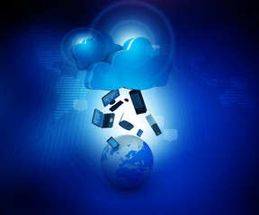 3d render of Cloud computing concept design.