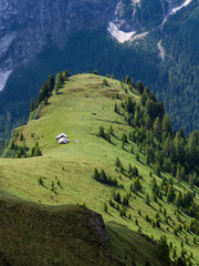 Mountain huts in the meadows, Dolomites