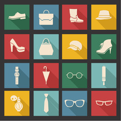 vector accessories icon set- illustration