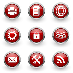red chrome vector icons set
