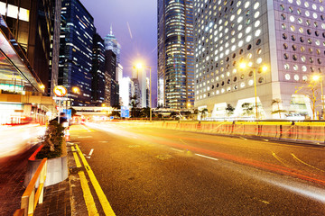 Fototapeta na wymiar urban city traffic trails at night