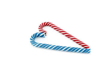 Candy cane heart isolated on white background