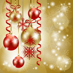 Fototapeta na wymiar Christmas background in red and gold with copy space