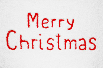 Merry Christmas painted on frozen window