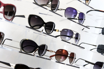 shop shelves with sunglasses