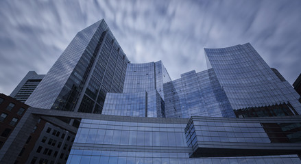 Steel blue glass skyscrapers