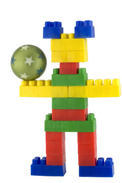 Toy men made of colorful building blocks