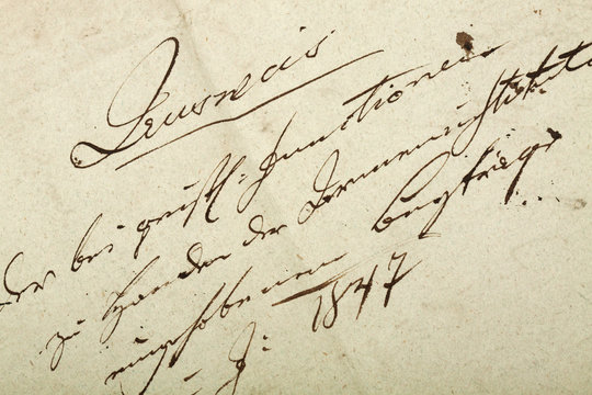 Old handwriting, antique letter