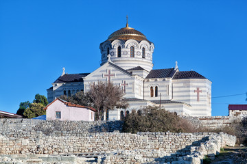 Fototapeta na wymiar Vladimirsky Cathedral in Chersonese, Sevastopol, the Crimea