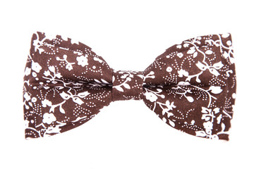 bow tie brown with white flowers