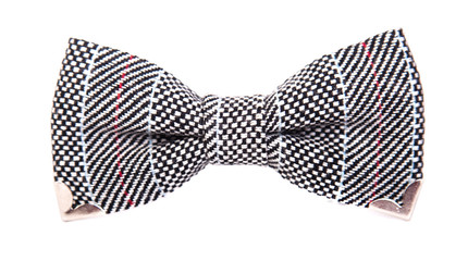 bow tie with a black and white pattern