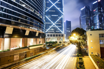 Fototapeta na wymiar urban city traffic trails at night