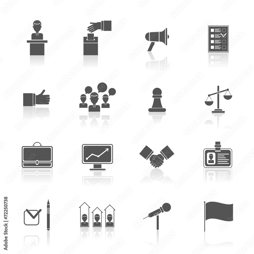 Wall mural elections icons set black