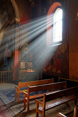 Sunbeams passing through window in Armenian church