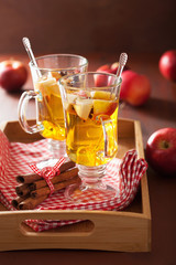glass of mulled cider with  orange and spices, winter drink