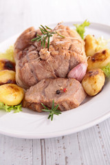 roast meat and potato