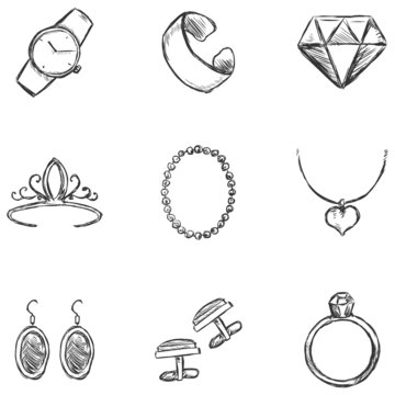 Vector Set of  Sketch Jewelry Icons