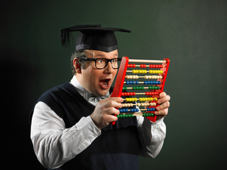 Male nerd with abacus