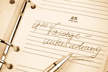 Eintrag im Kalender: Vorsorgeuntersuchung